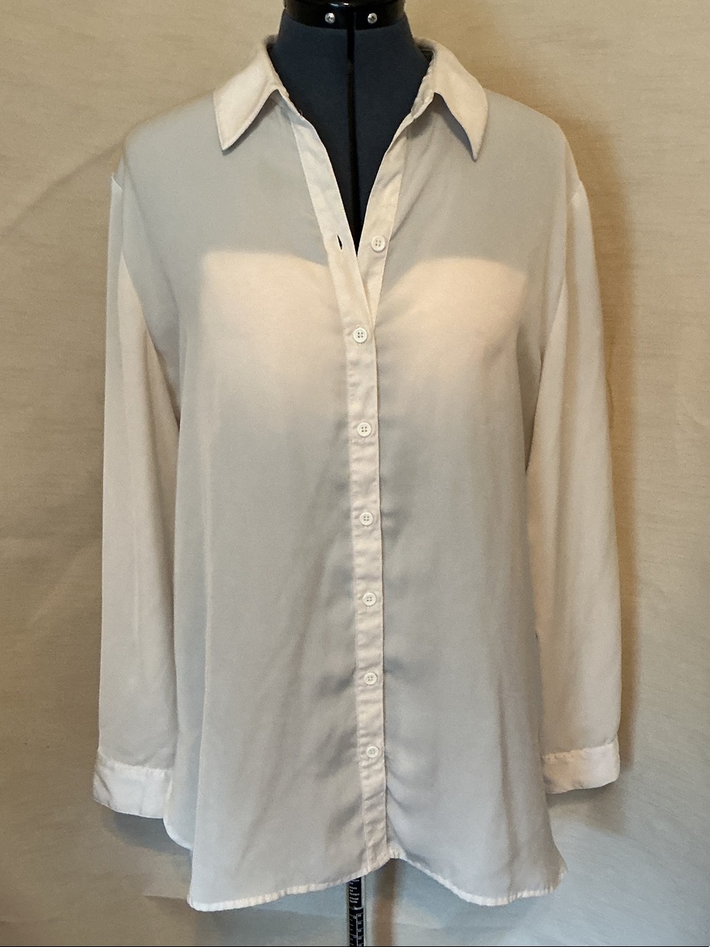 Chico's Cream Button-Down Long Sleeve Shirt